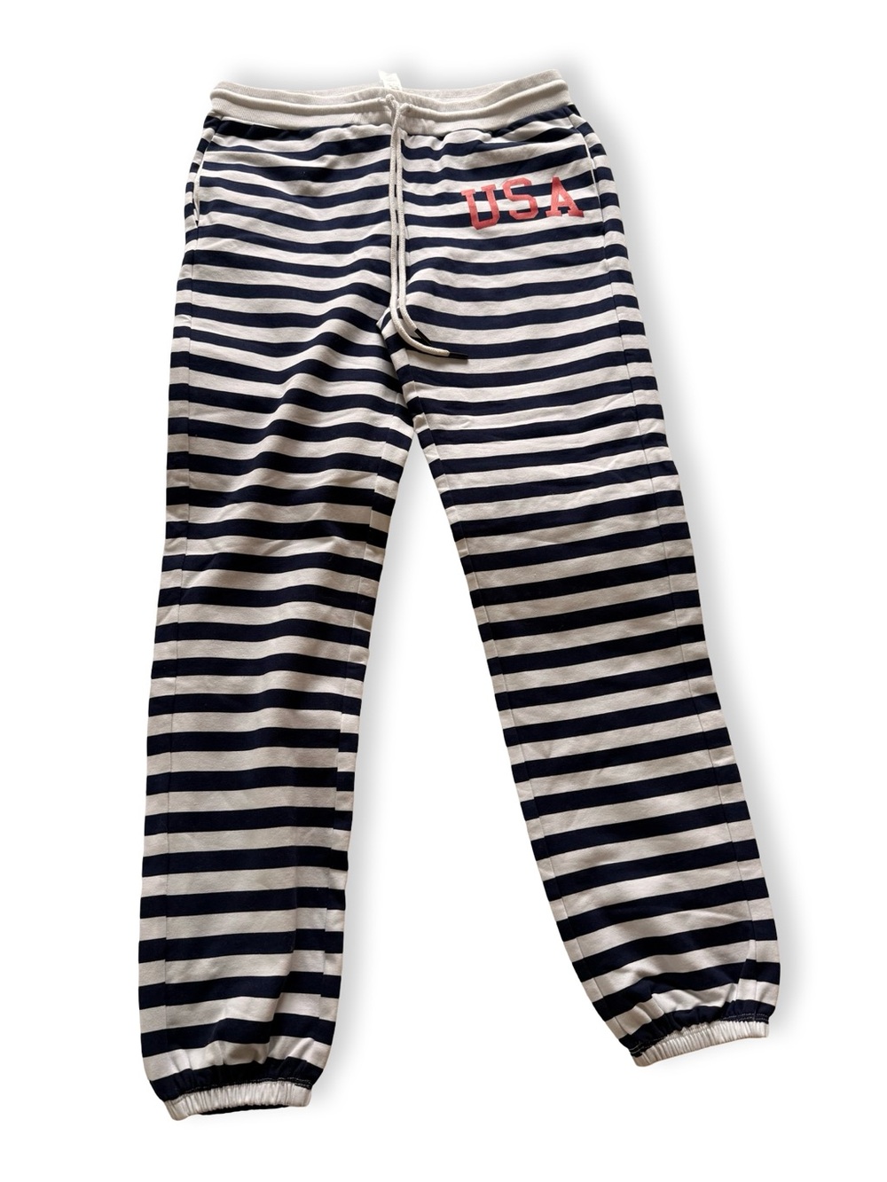 Navy & White Striped Jogger Pants with Red USA Accent - Picture 4 of 7